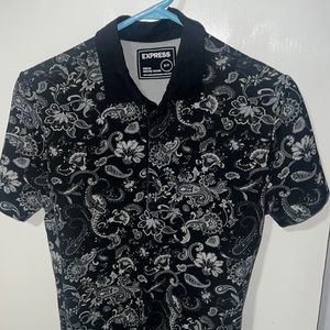 Express Floral Black Polo
